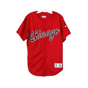 MITCHELL & NESS Men's Chicago Bulls Button Front Fashion Jersey - Red - M